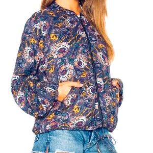 Free People Womens Ballon Sleeve Zip up Jacket Floral Size Small